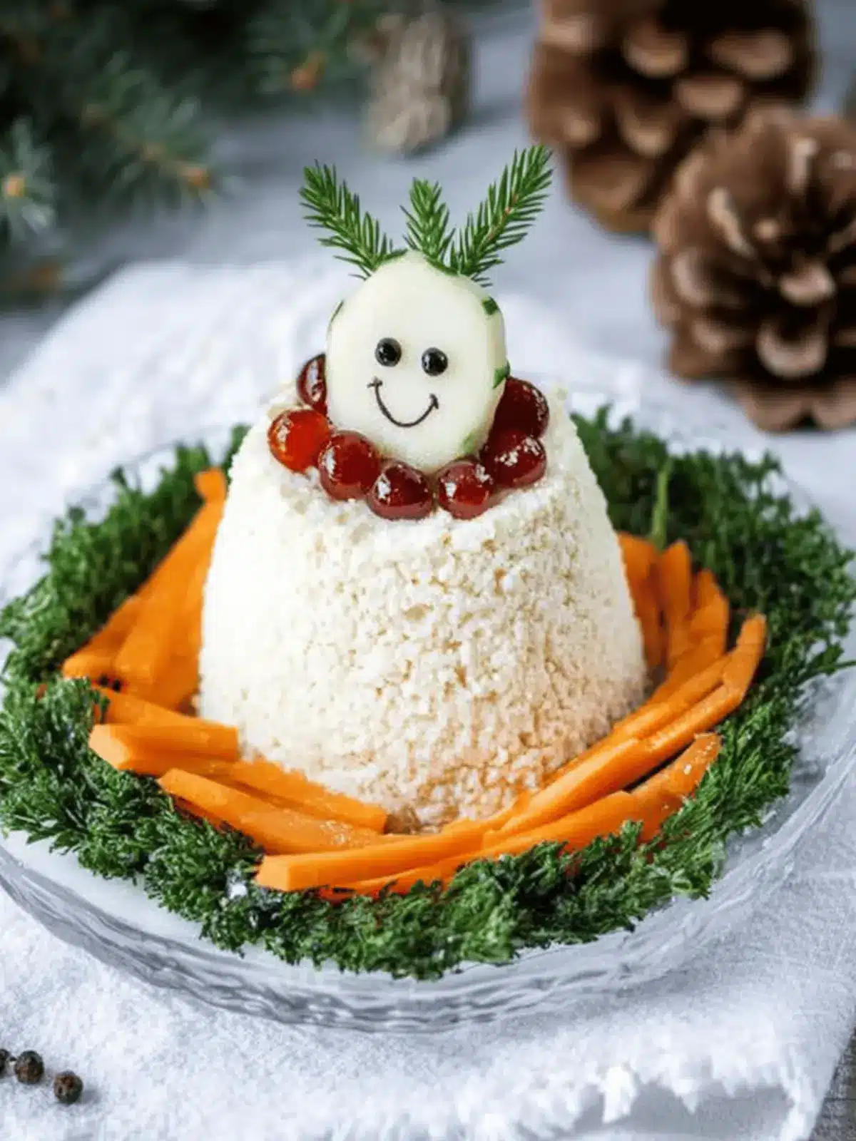 Frischkäse-Schneemann: Festlicher Snack für Kids 4 Frischkäse-Schneemann