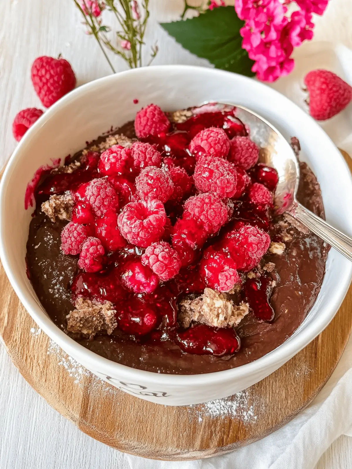 Vegane gebackene Haferflocken mit Himbeeren