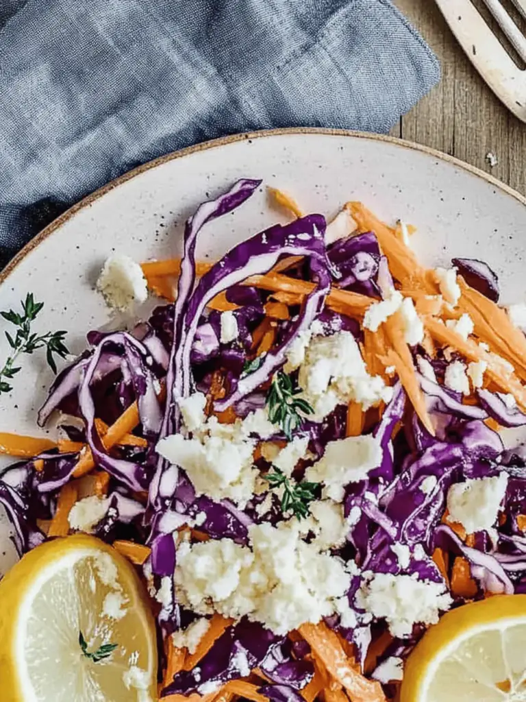 Rotkohl-Salat mit Feta und Karotten