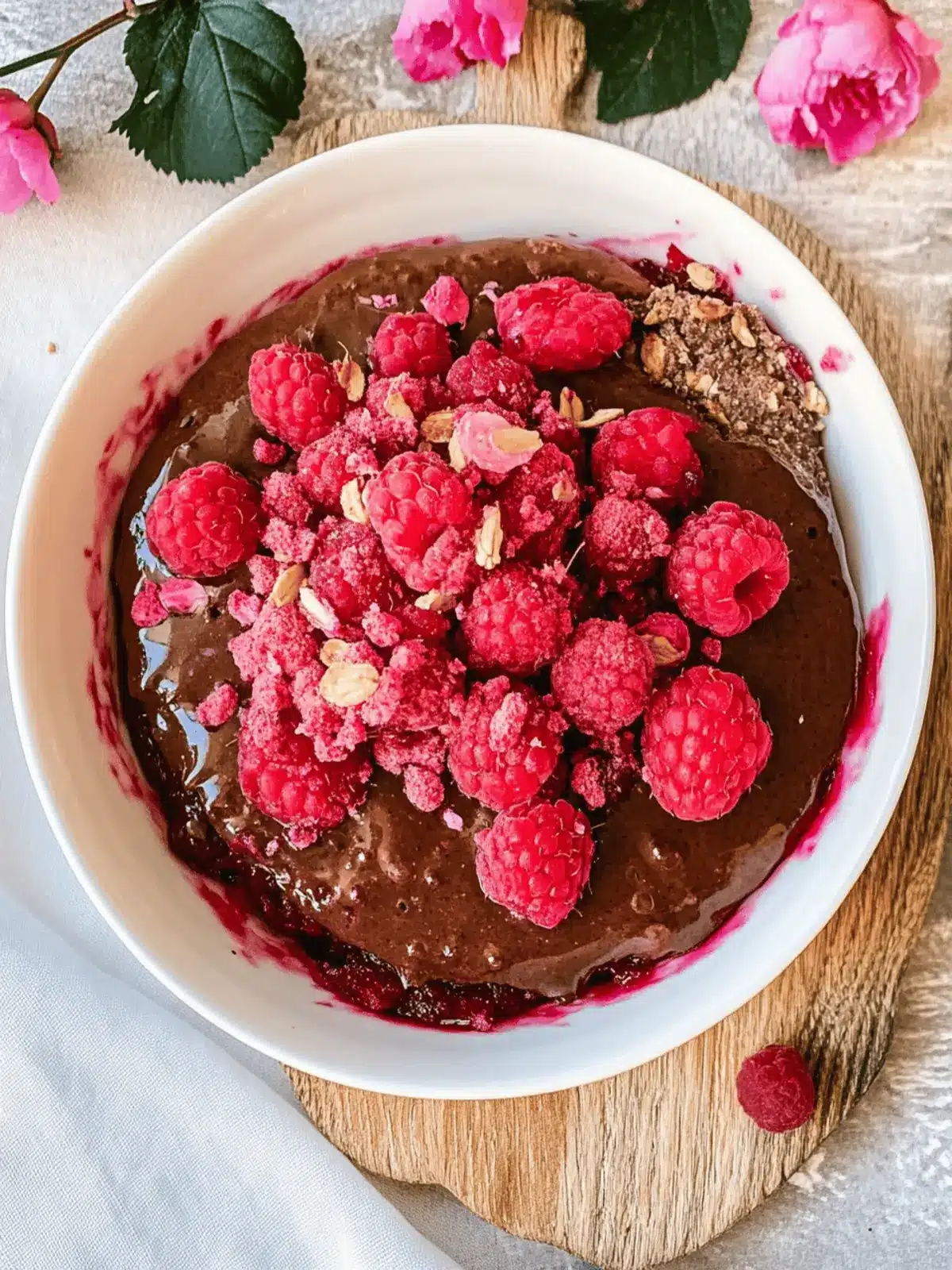 Vegane gebackene Haferflocken mit Himbeeren