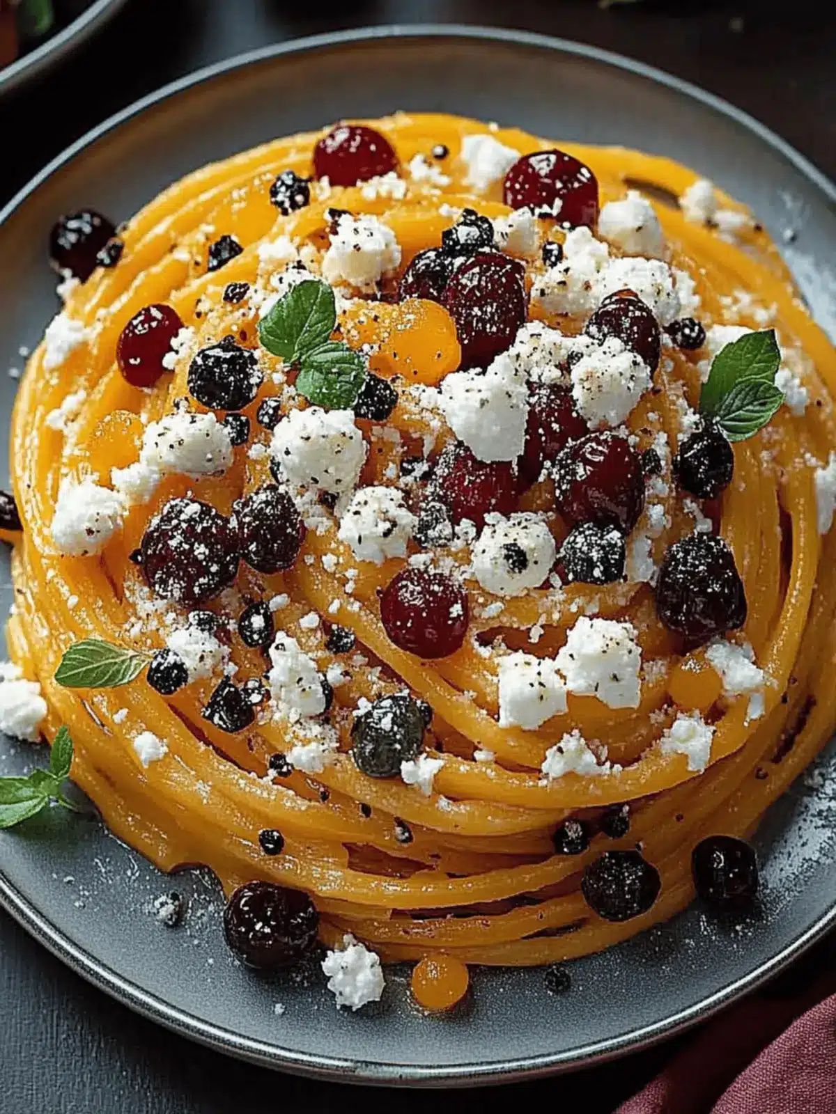 Kürbispasta mit Feta