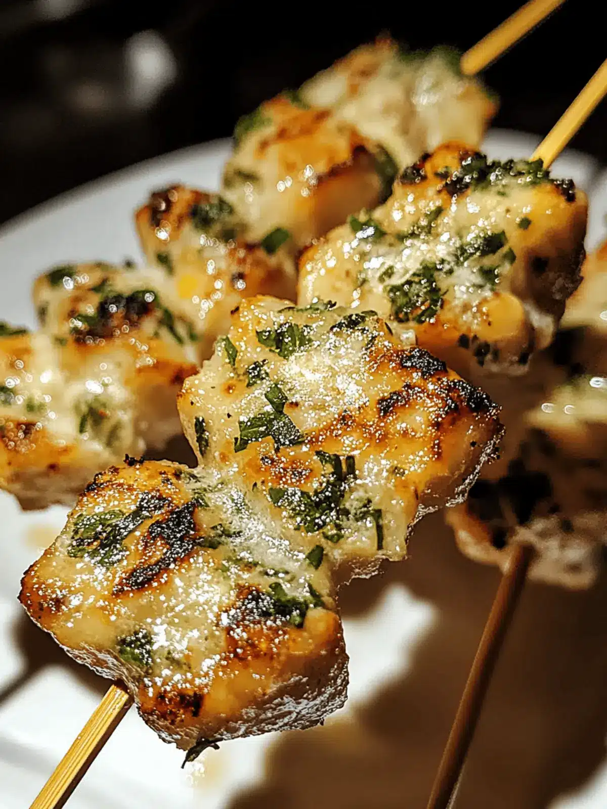 Knoblauch-Parmesan-Hähnchenspieße