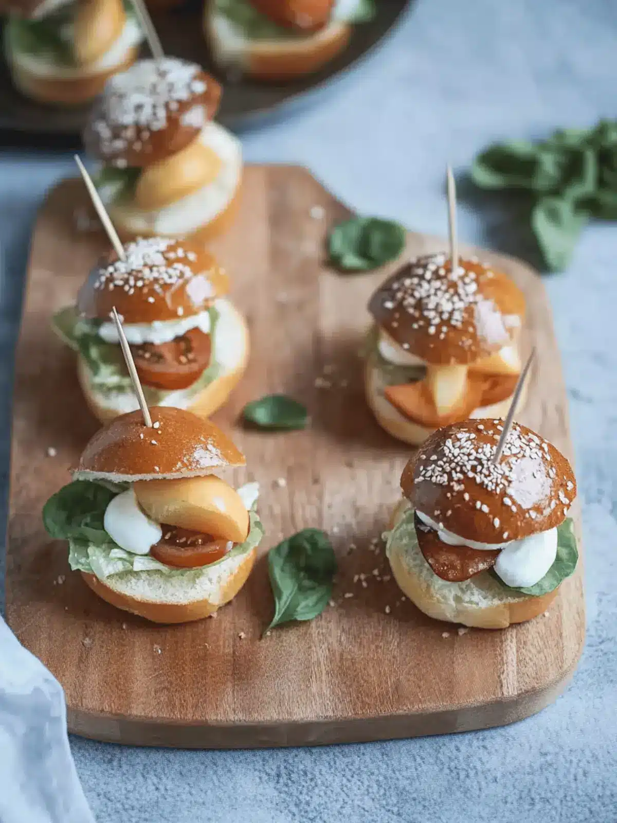 Mini-Laugen-Burger mit Leberkäse für jeder Anlass 2 Mini-Laugen-Burger mit Leberkäse