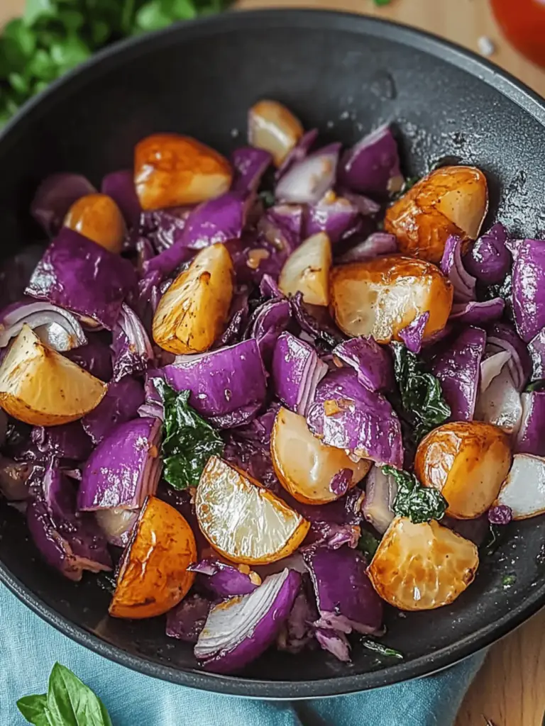 Rotkohlpfanne mit Kartoffeln