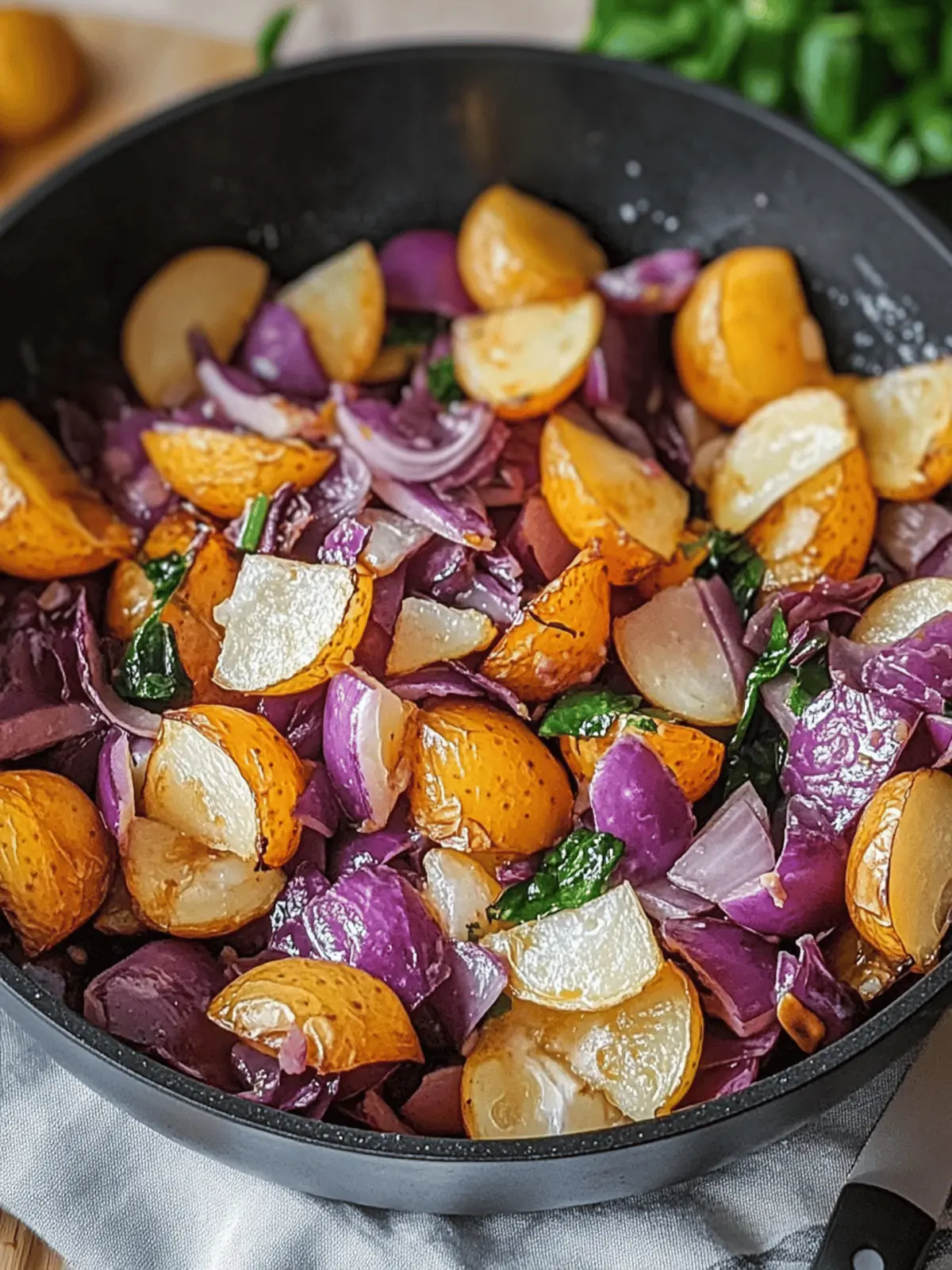 Rotkohlpfanne mit Kartoffeln