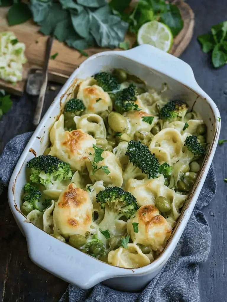 Vegetarische Tortellini Auflauf mit Brokkoli