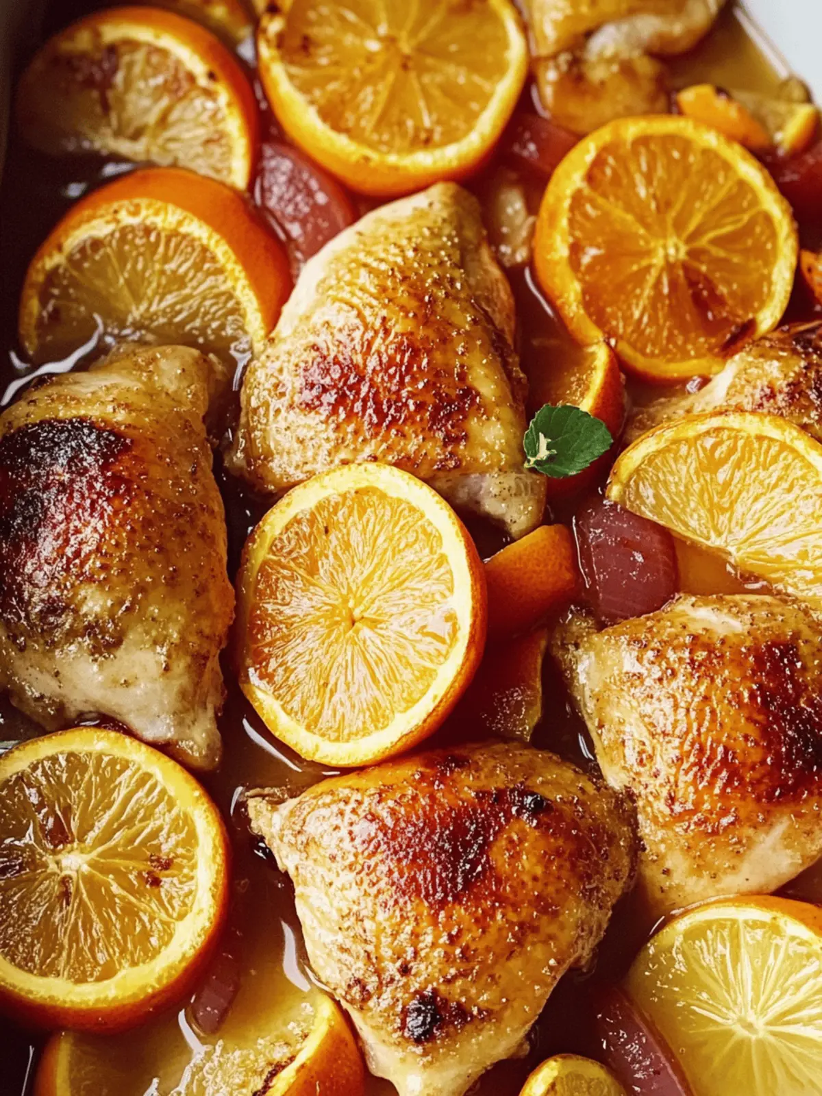 Krosse Orangenvorbereitung Hähnchen aus dem Ofen