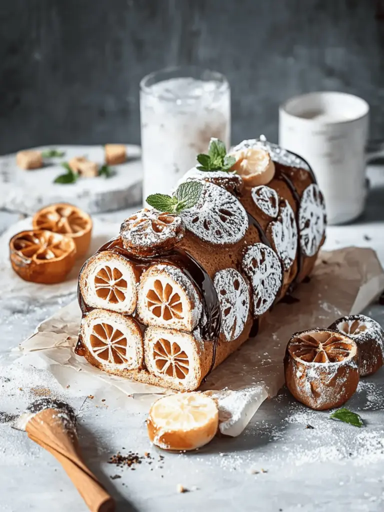 Lebkuchen-Schweizerrolle mit Spekulatiusbröseln