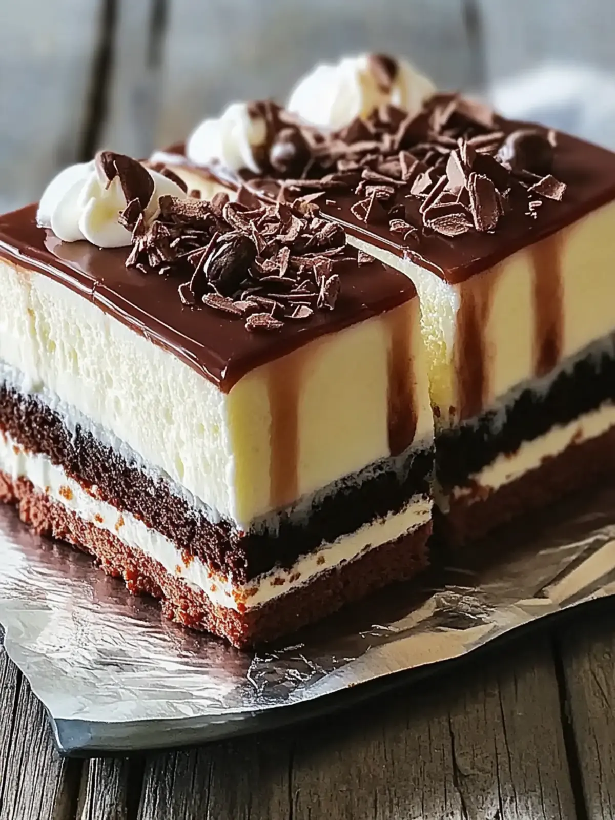 Dreischichtiger Schokoladenmousse-Kuchen