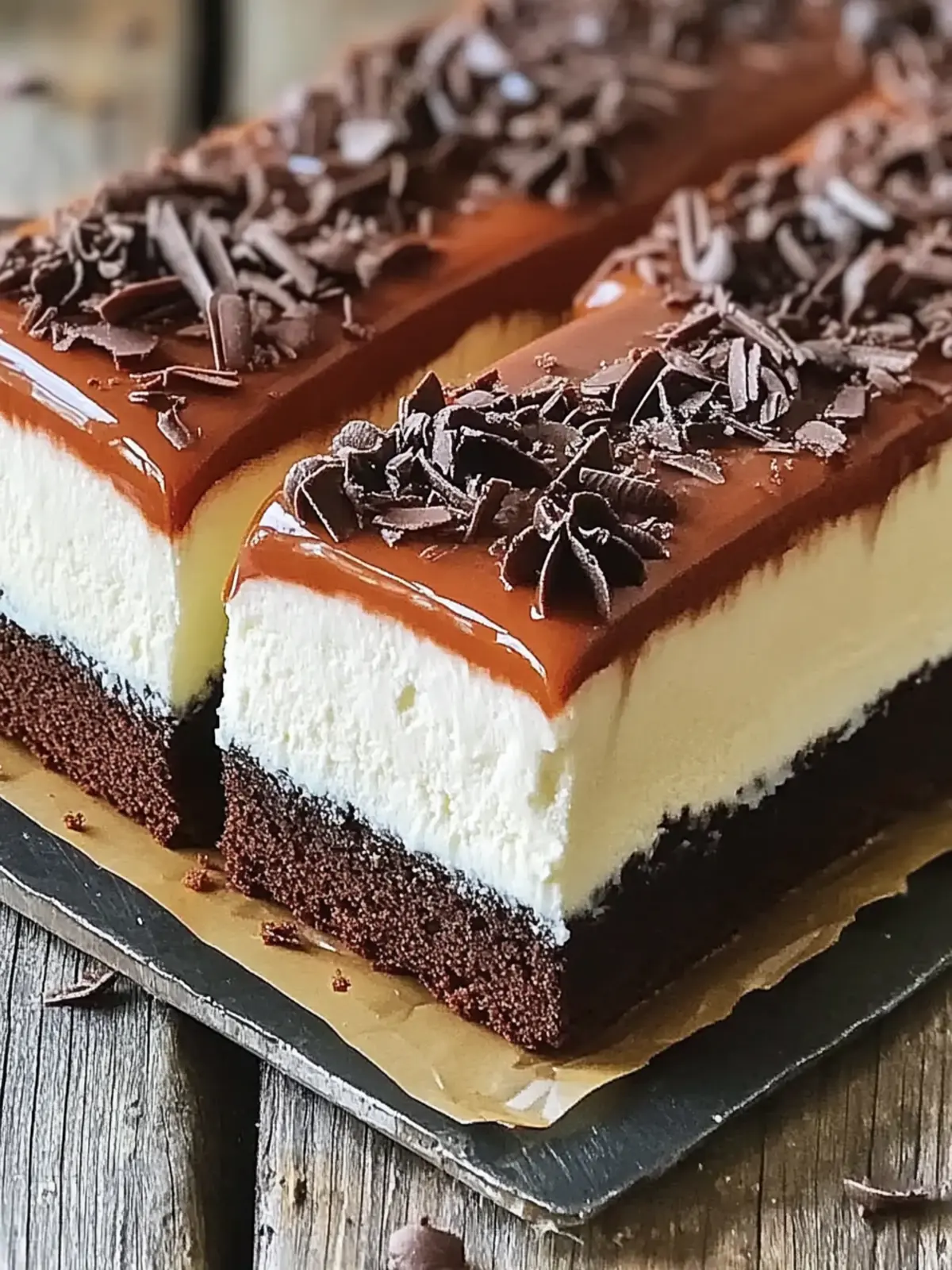 Dreischichtiger Schokoladenmousse-Kuchen