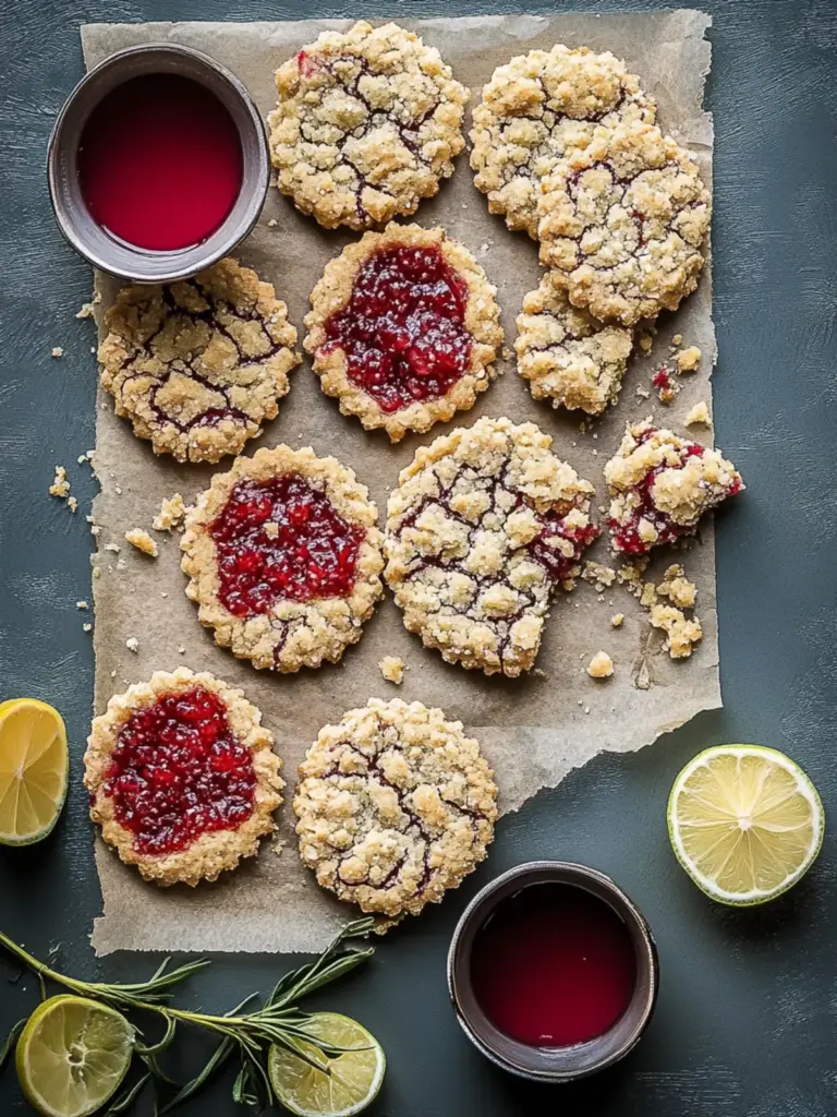 Leckere Krümelkekse mit Marmeladenfüllung
