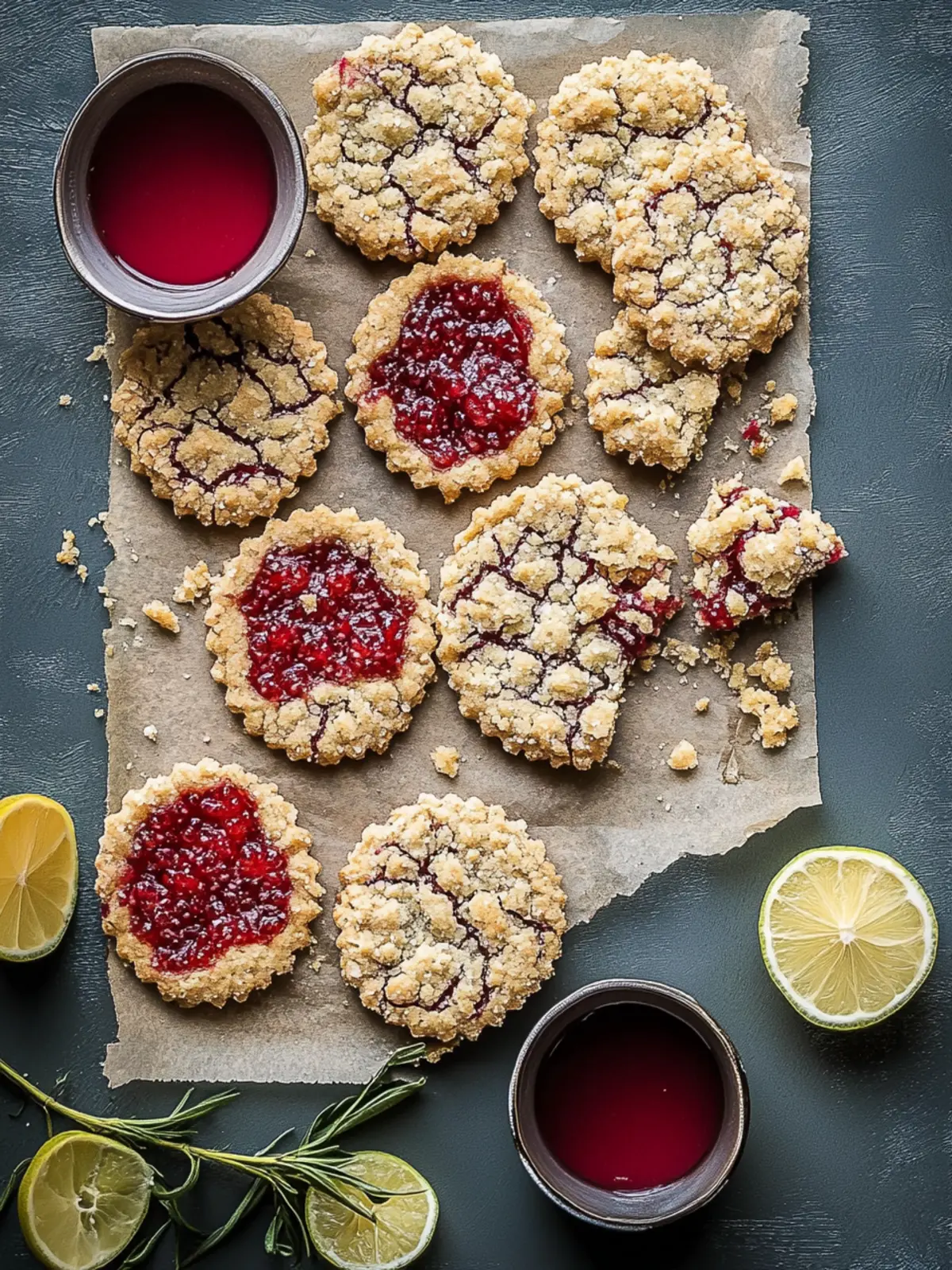 Leckere Krümelkekse mit Marmeladenfüllung