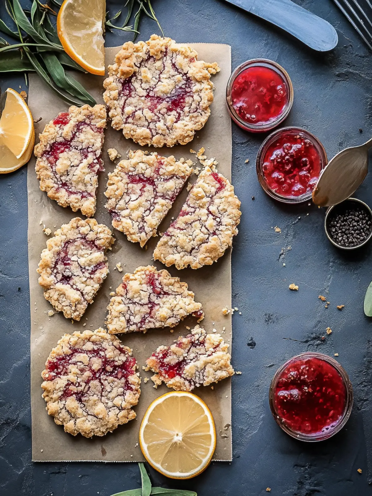 Leckere Krümelkekse mit Marmeladenfüllung