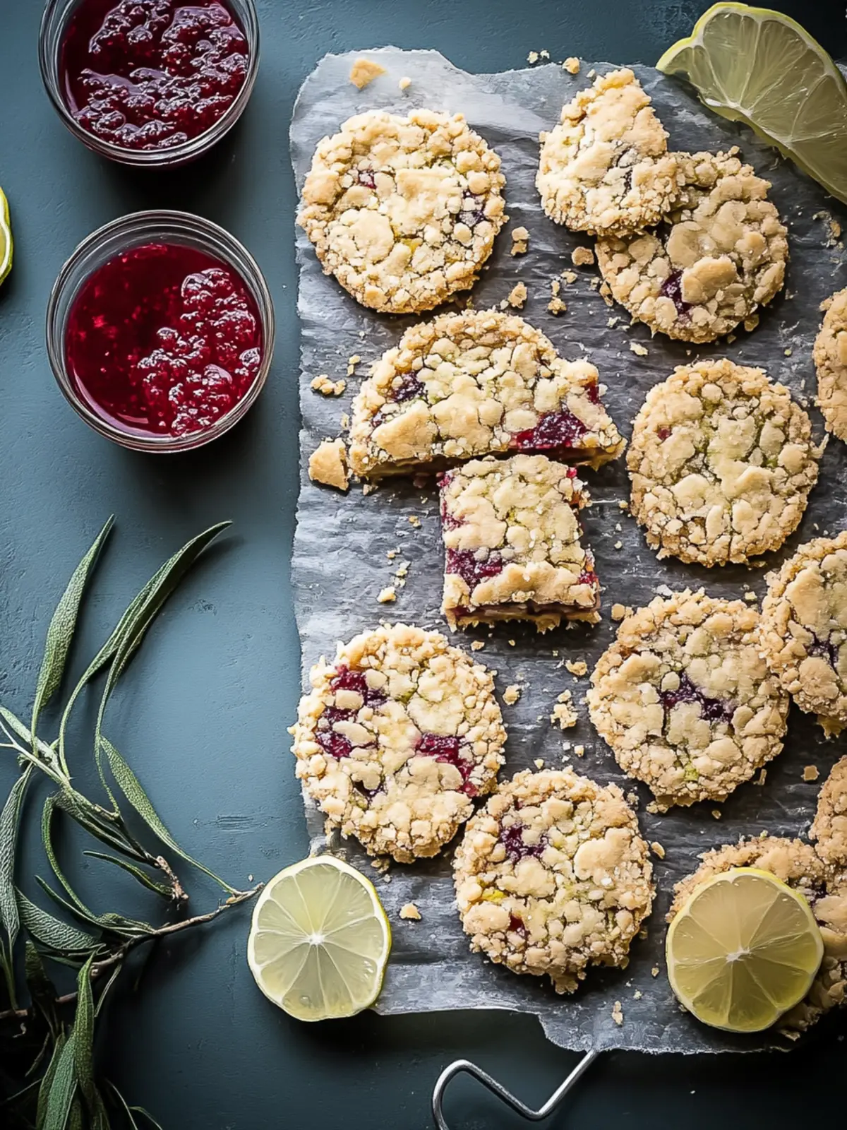 Leckere Krümelkekse mit Marmeladenfüllung