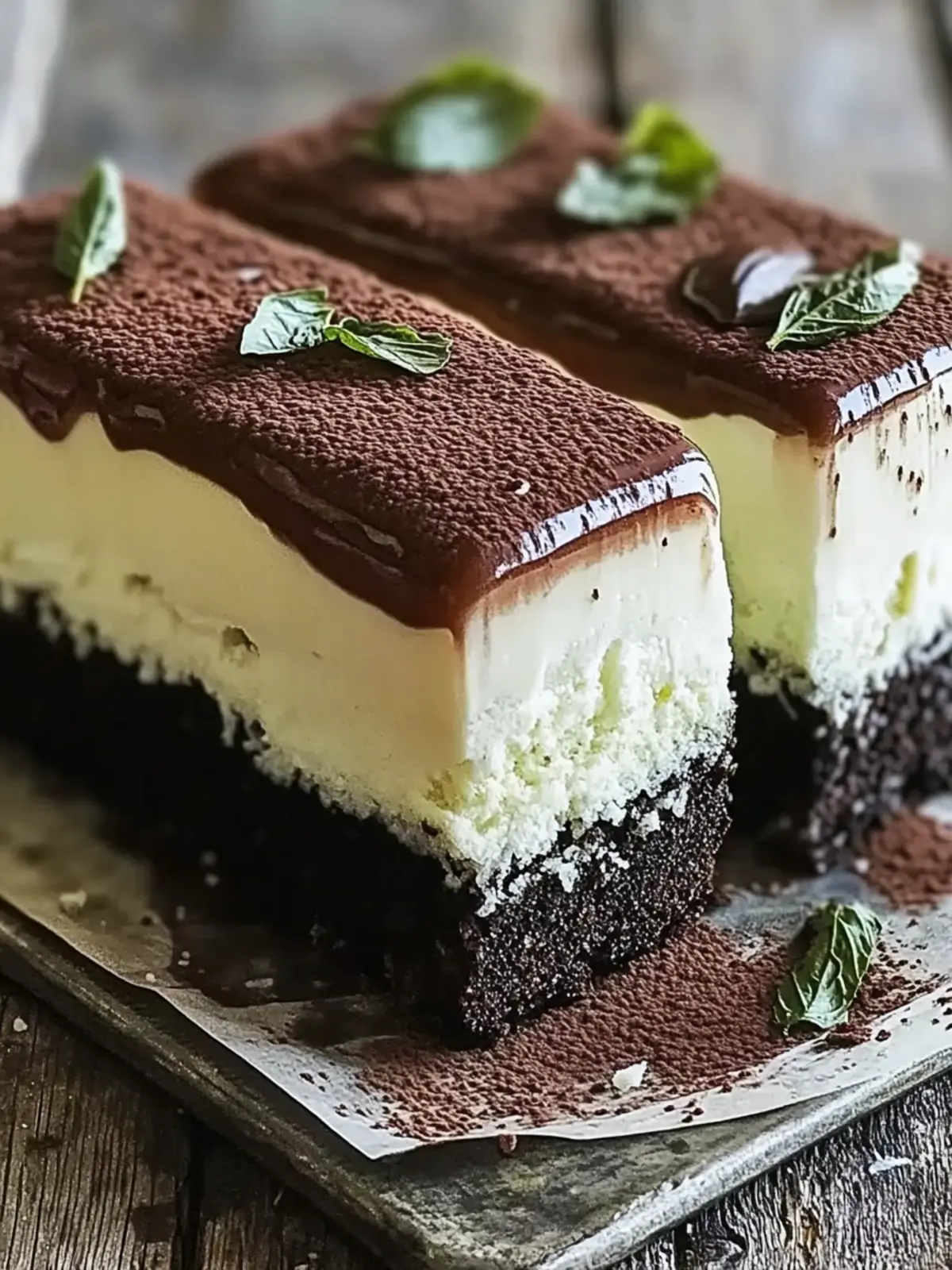 Dreischichtiger Schokoladenmousse-Kuchen